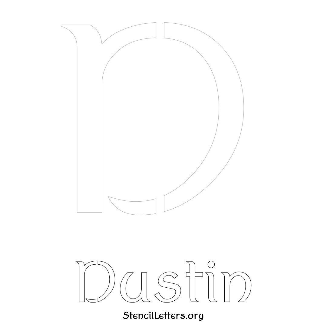 Dustin printable name initial stencil in Ancient Lettering