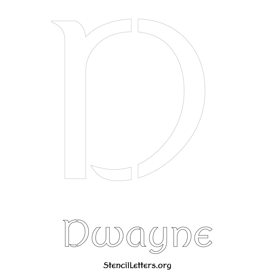 Dwayne printable name initial stencil in Ancient Lettering
