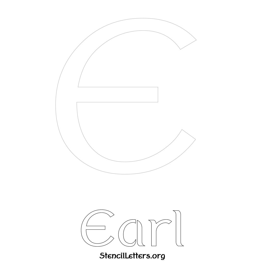 Earl printable name initial stencil in Ancient Lettering