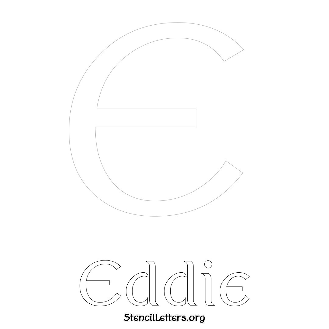 Eddie printable name initial stencil in Ancient Lettering