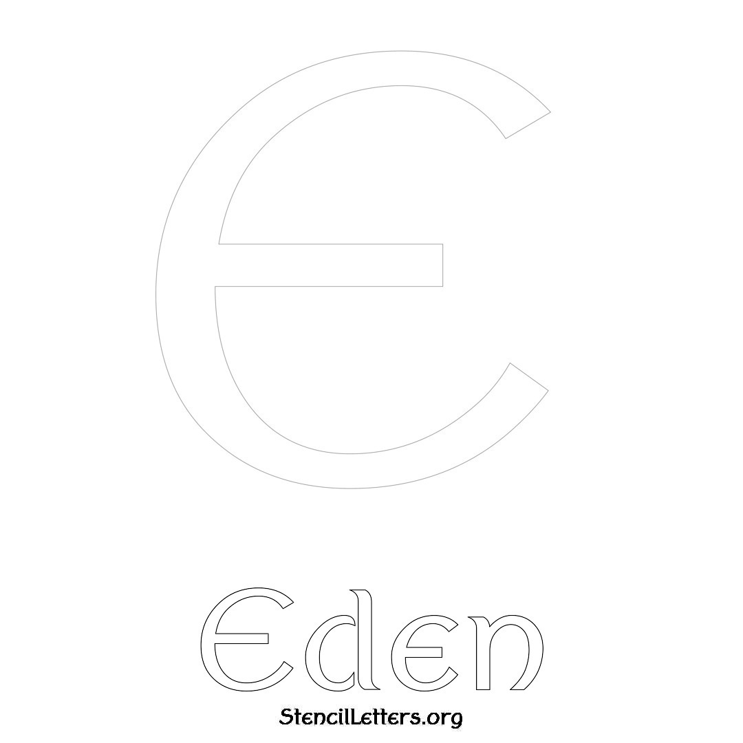 Eden printable name initial stencil in Ancient Lettering