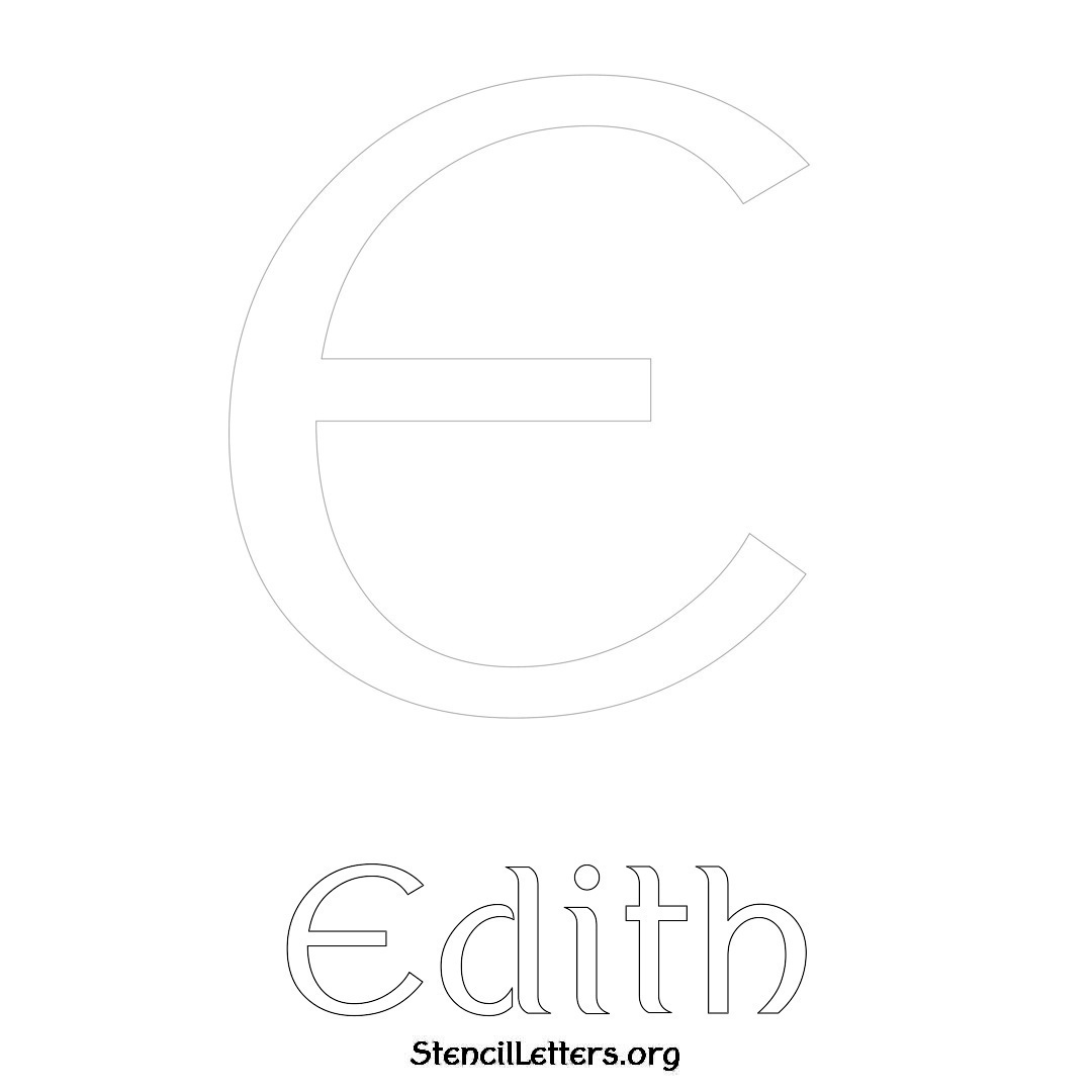 Edith printable name initial stencil in Ancient Lettering