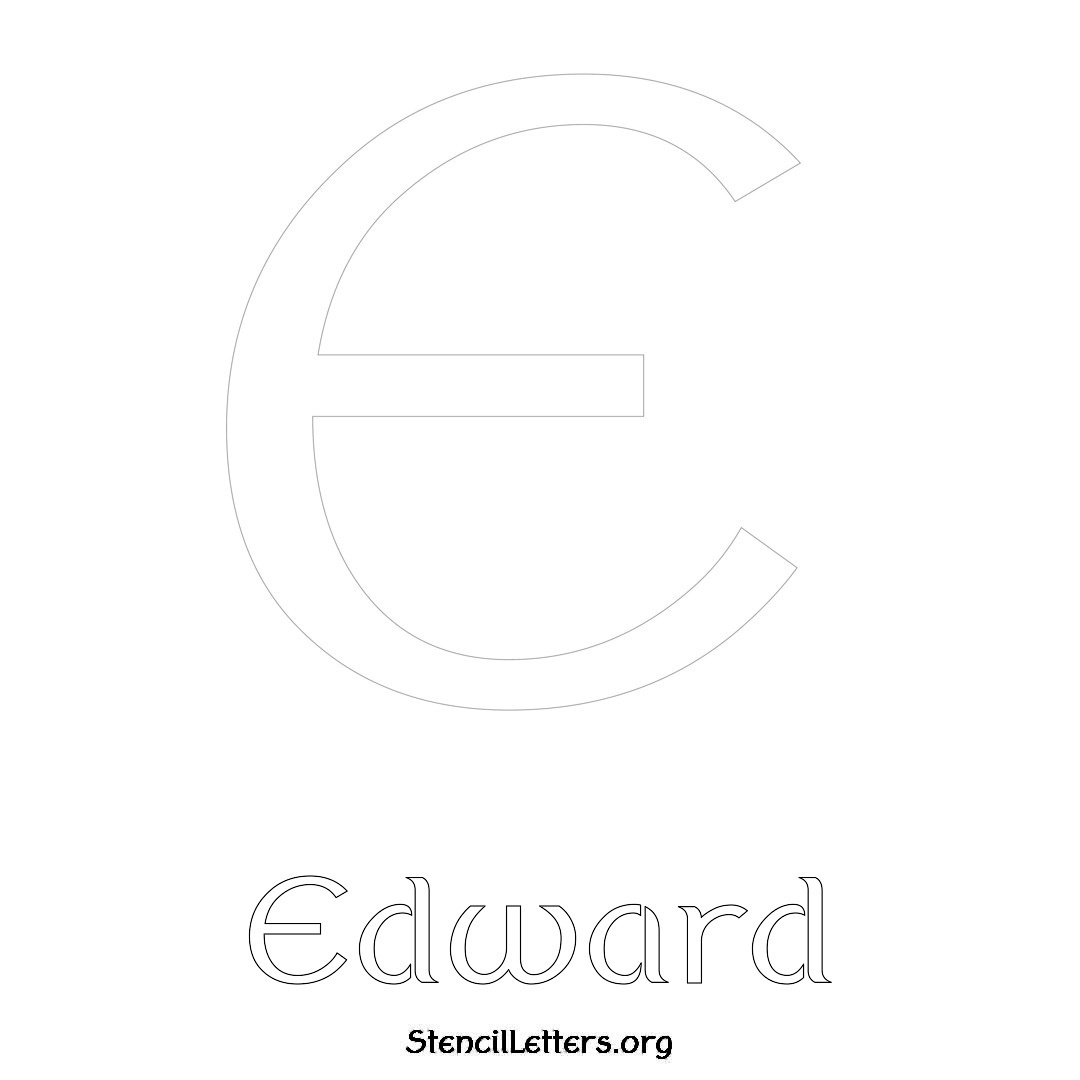 Edward printable name initial stencil in Ancient Lettering
