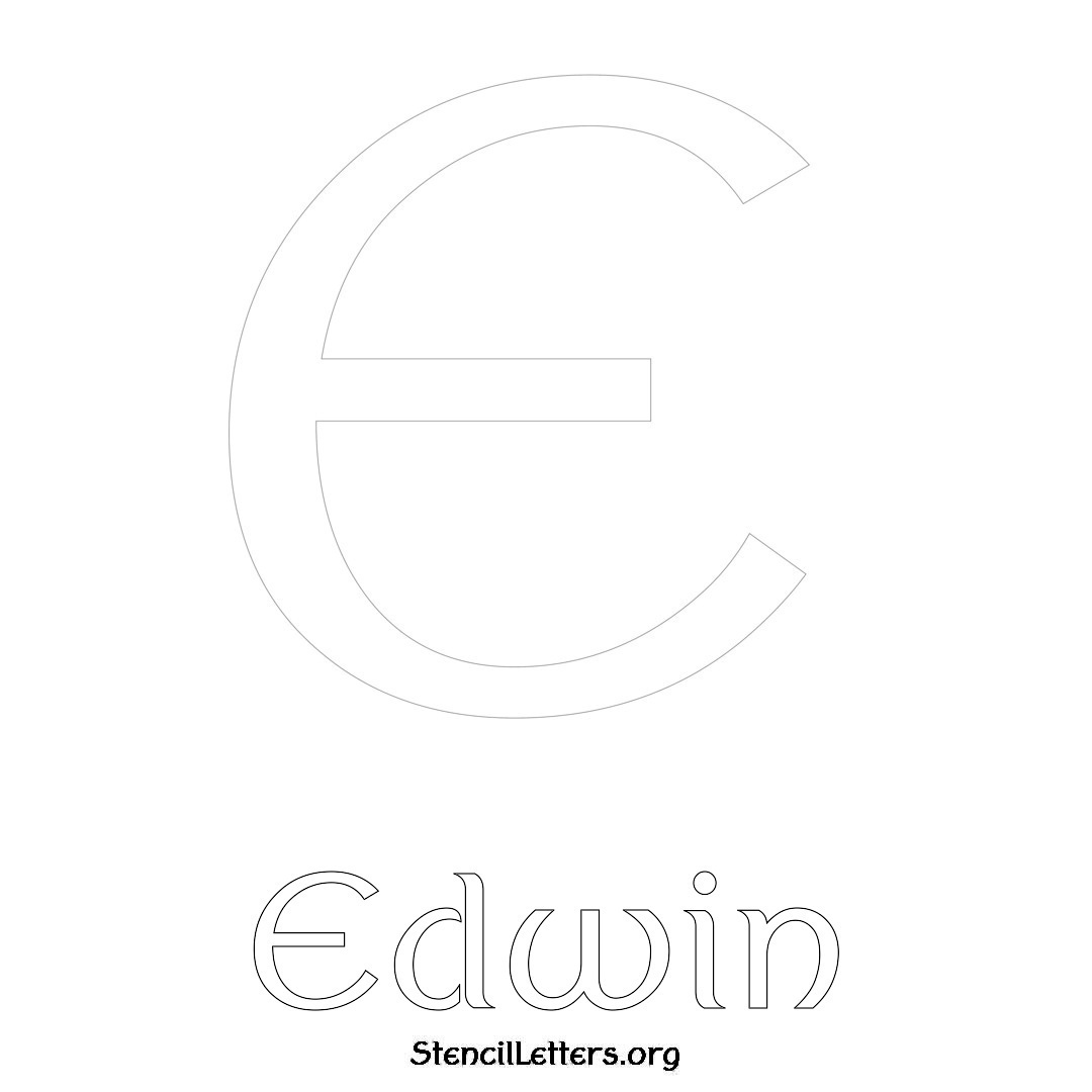 Edwin printable name initial stencil in Ancient Lettering