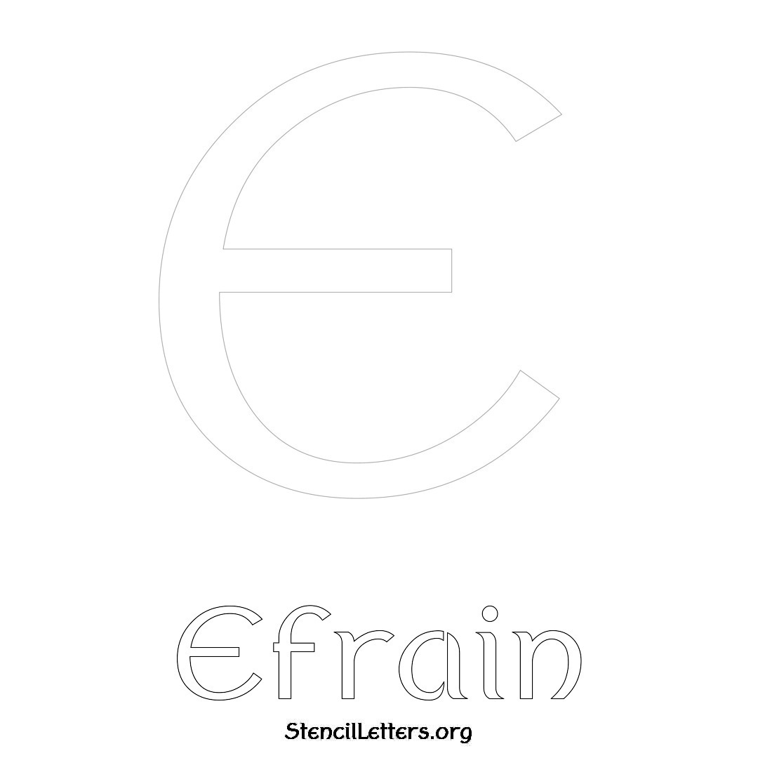 Efrain printable name initial stencil in Ancient Lettering