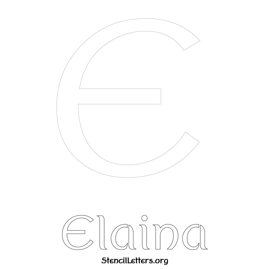 Elaina printable name initial stencil in Ancient Lettering