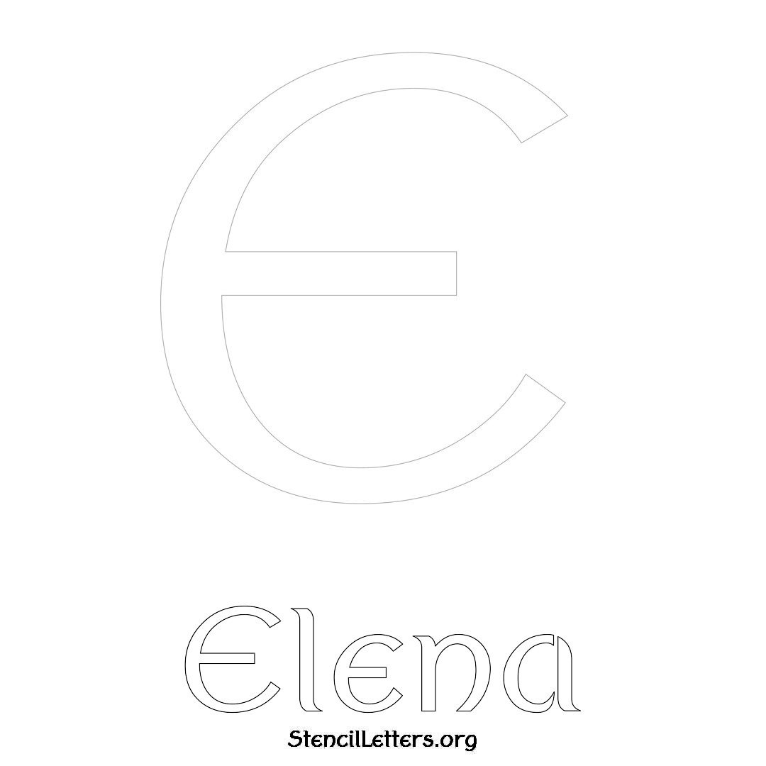 Elena printable name initial stencil in Ancient Lettering