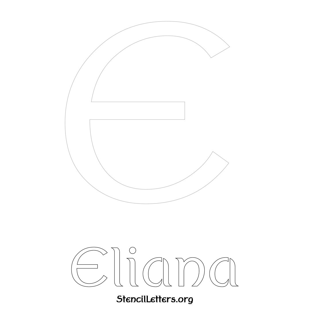 Eliana printable name initial stencil in Ancient Lettering