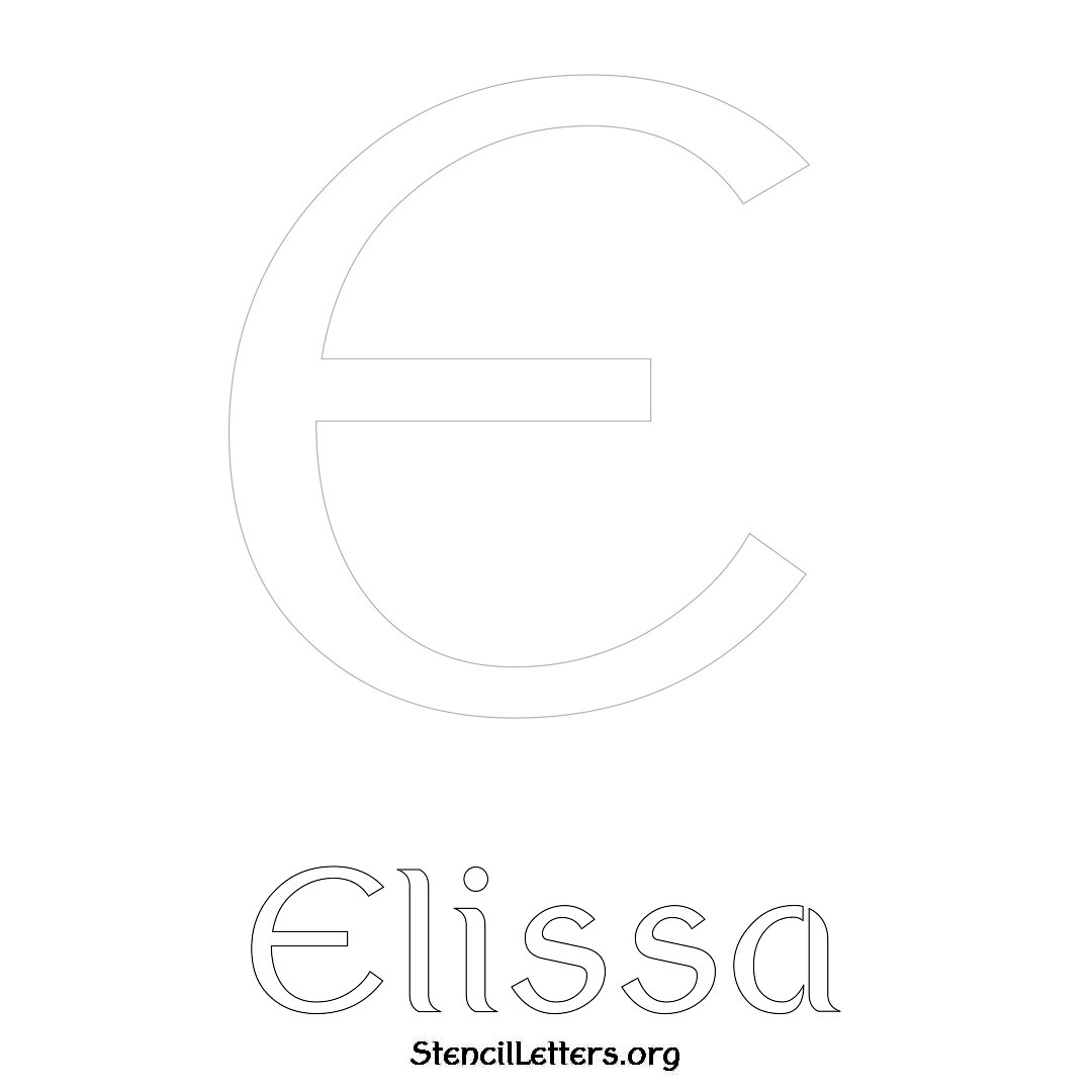 Elissa printable name initial stencil in Ancient Lettering