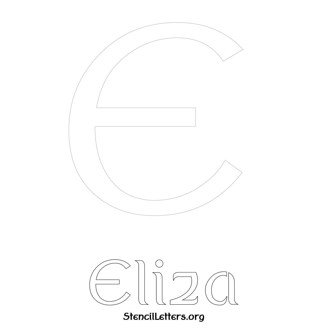 Eliza printable name initial stencil in Ancient Lettering