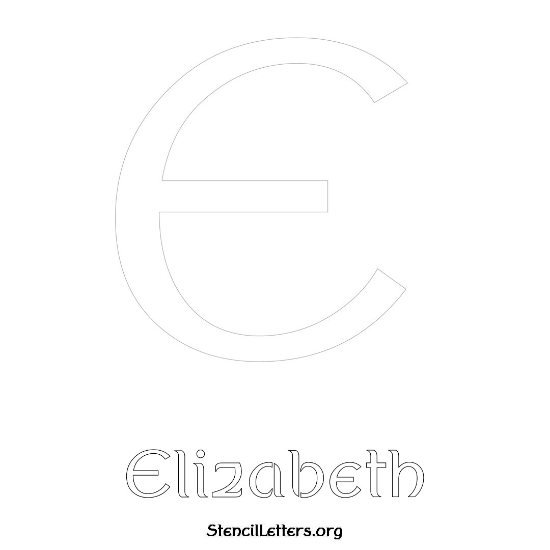 Elizabeth printable name initial stencil in Ancient Lettering