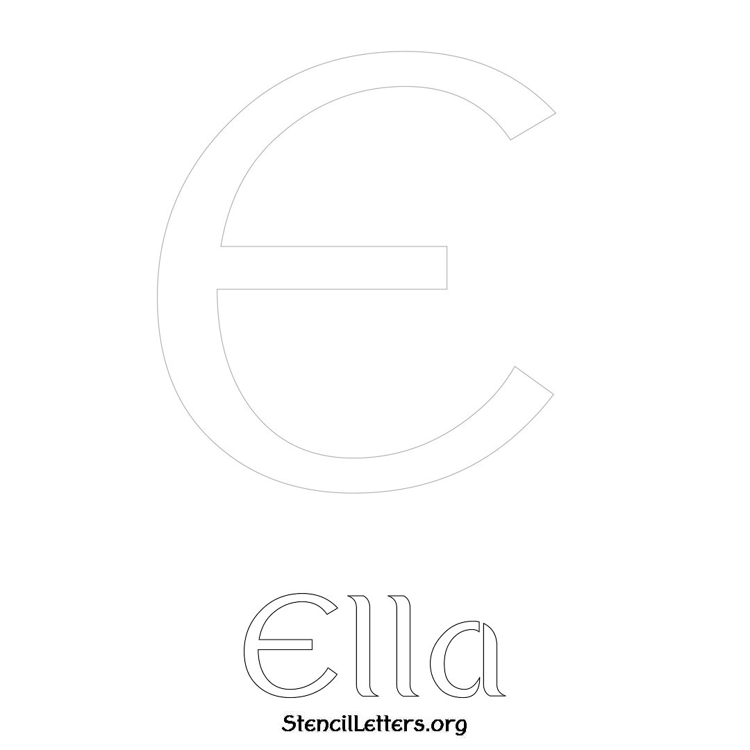 Ella printable name initial stencil in Ancient Lettering