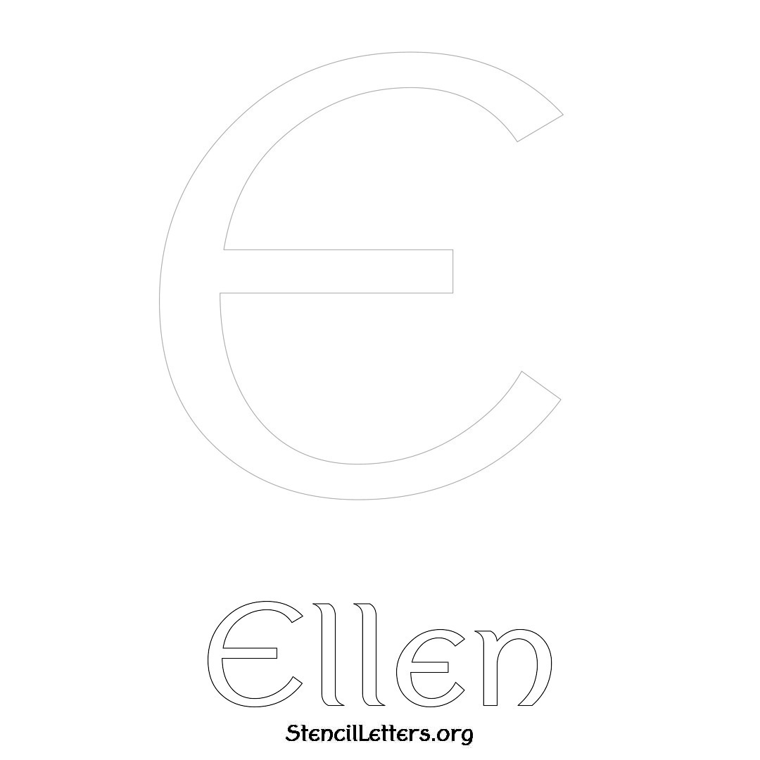 Ellen printable name initial stencil in Ancient Lettering