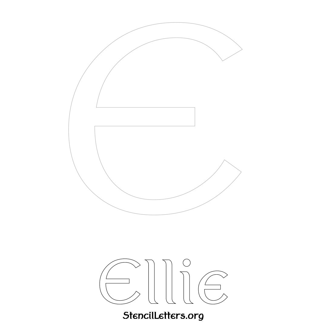 Ellie printable name initial stencil in Ancient Lettering