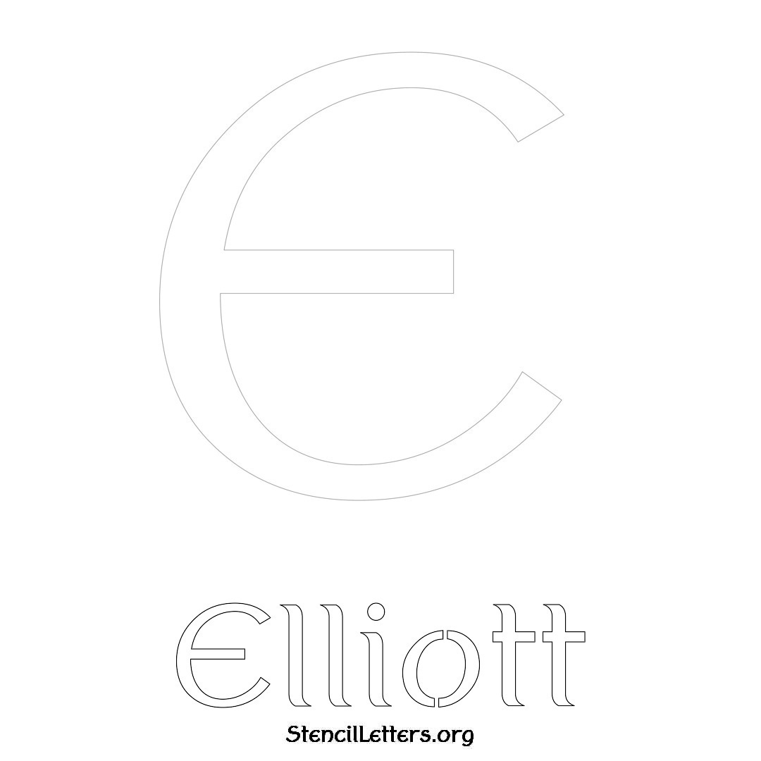 Elliott printable name initial stencil in Ancient Lettering