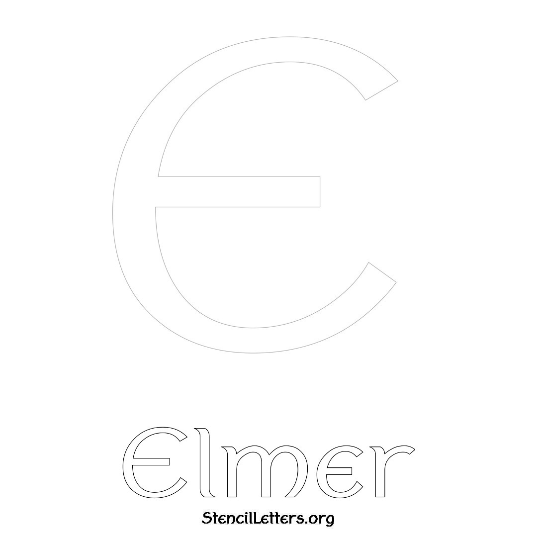 Elmer printable name initial stencil in Ancient Lettering