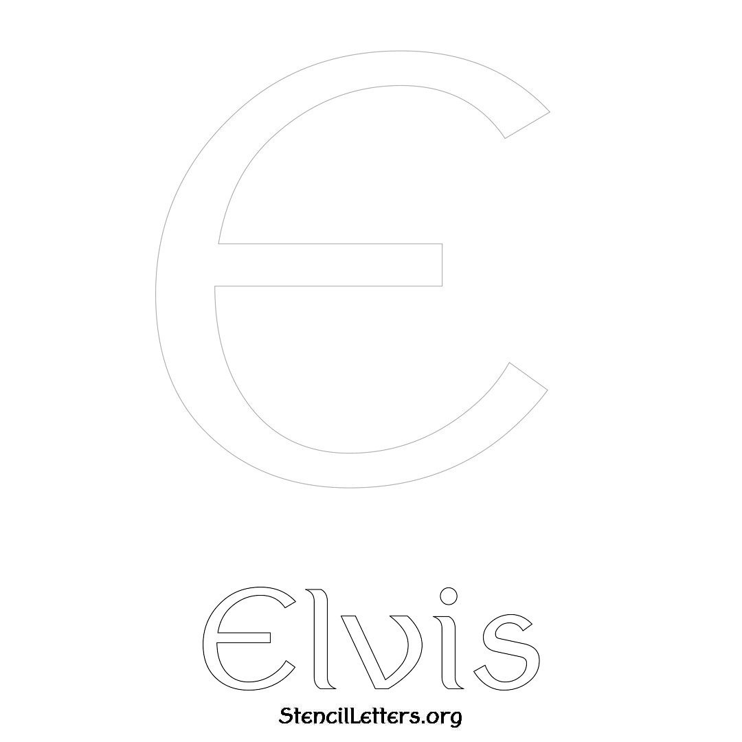 Elvis printable name initial stencil in Ancient Lettering