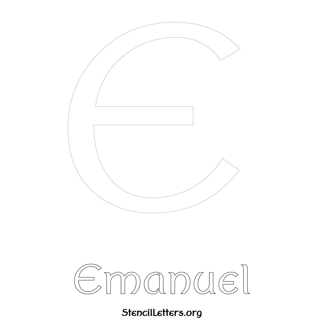 Emanuel printable name initial stencil in Ancient Lettering