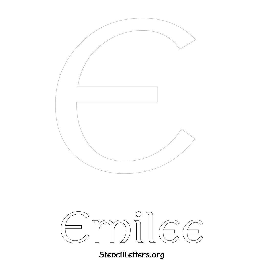 Emilee printable name initial stencil in Ancient Lettering
