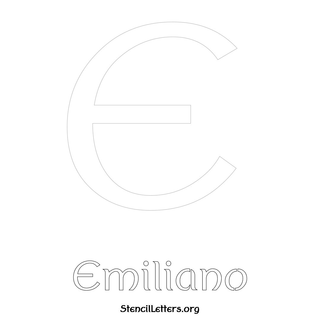 Emiliano printable name initial stencil in Ancient Lettering