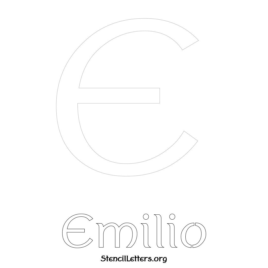 Emilio printable name initial stencil in Ancient Lettering