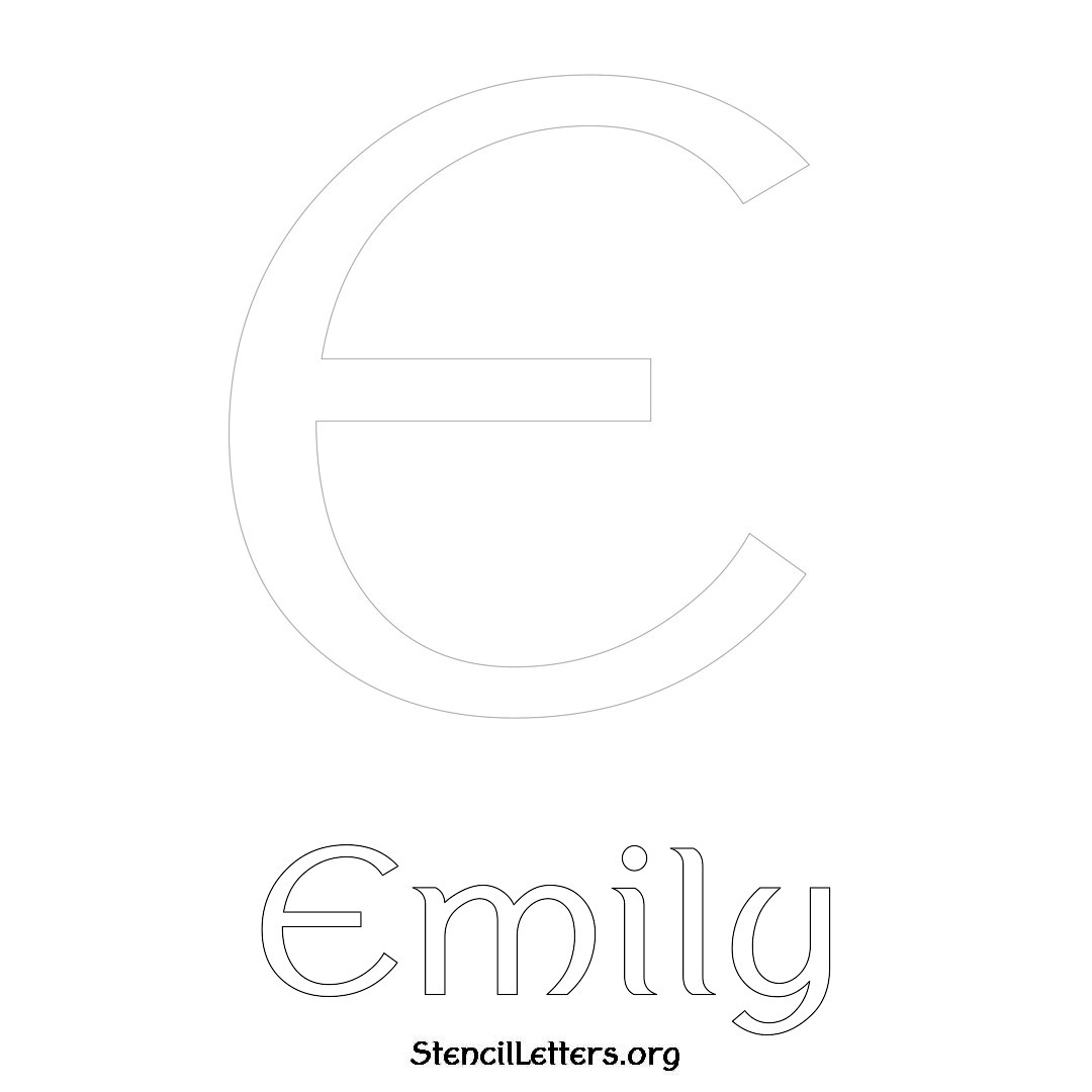 Emily printable name initial stencil in Ancient Lettering