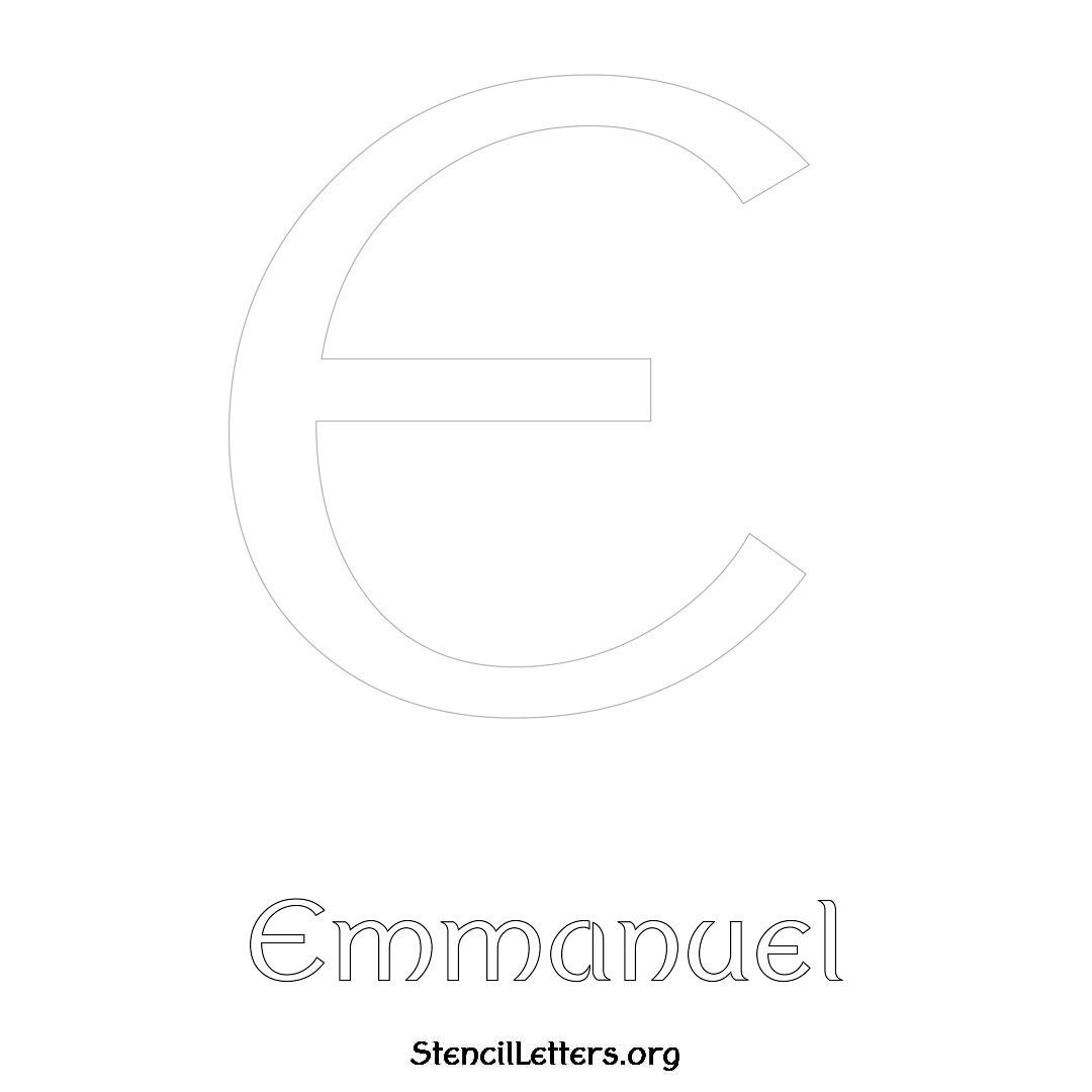 Emmanuel printable name initial stencil in Ancient Lettering