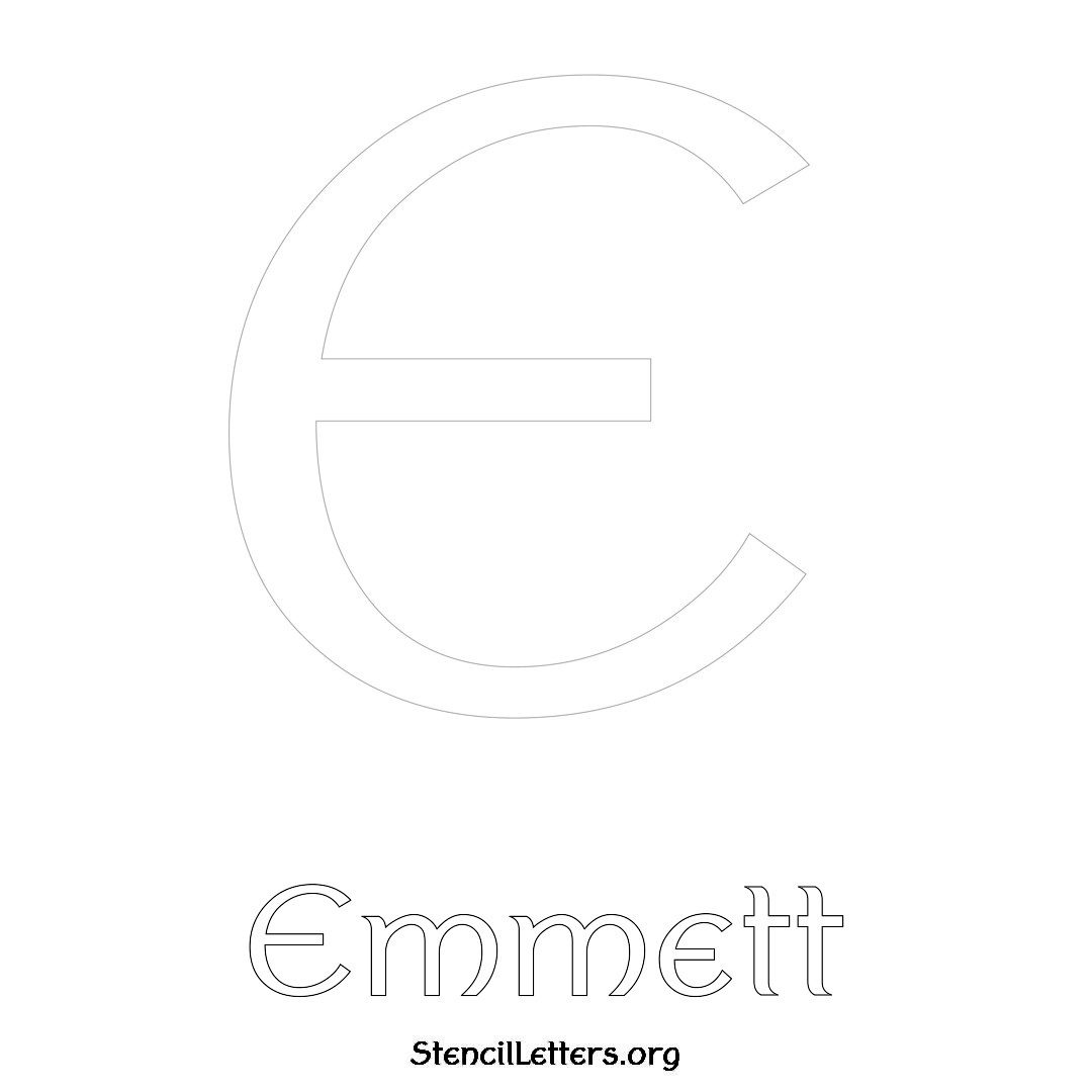 Emmett printable name initial stencil in Ancient Lettering