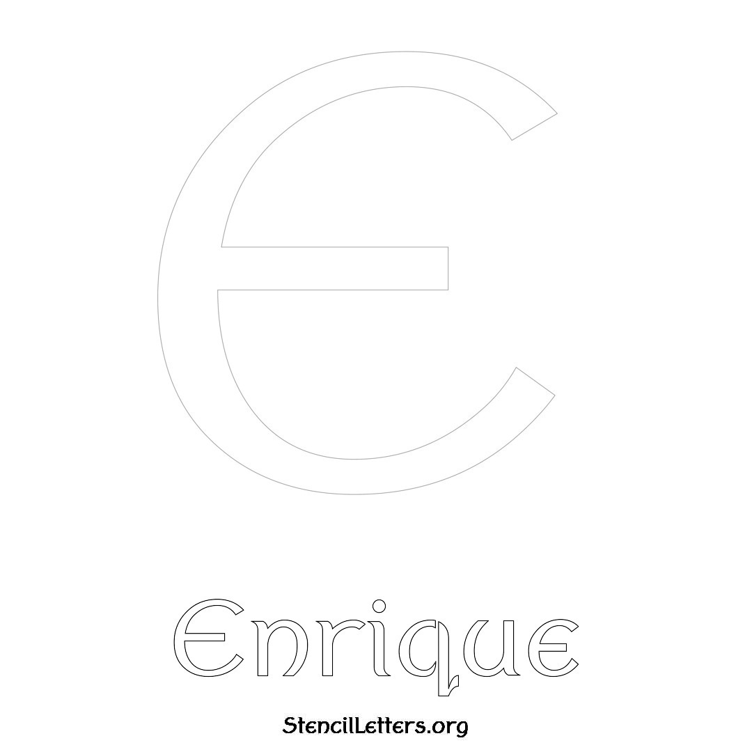 Enrique printable name initial stencil in Ancient Lettering