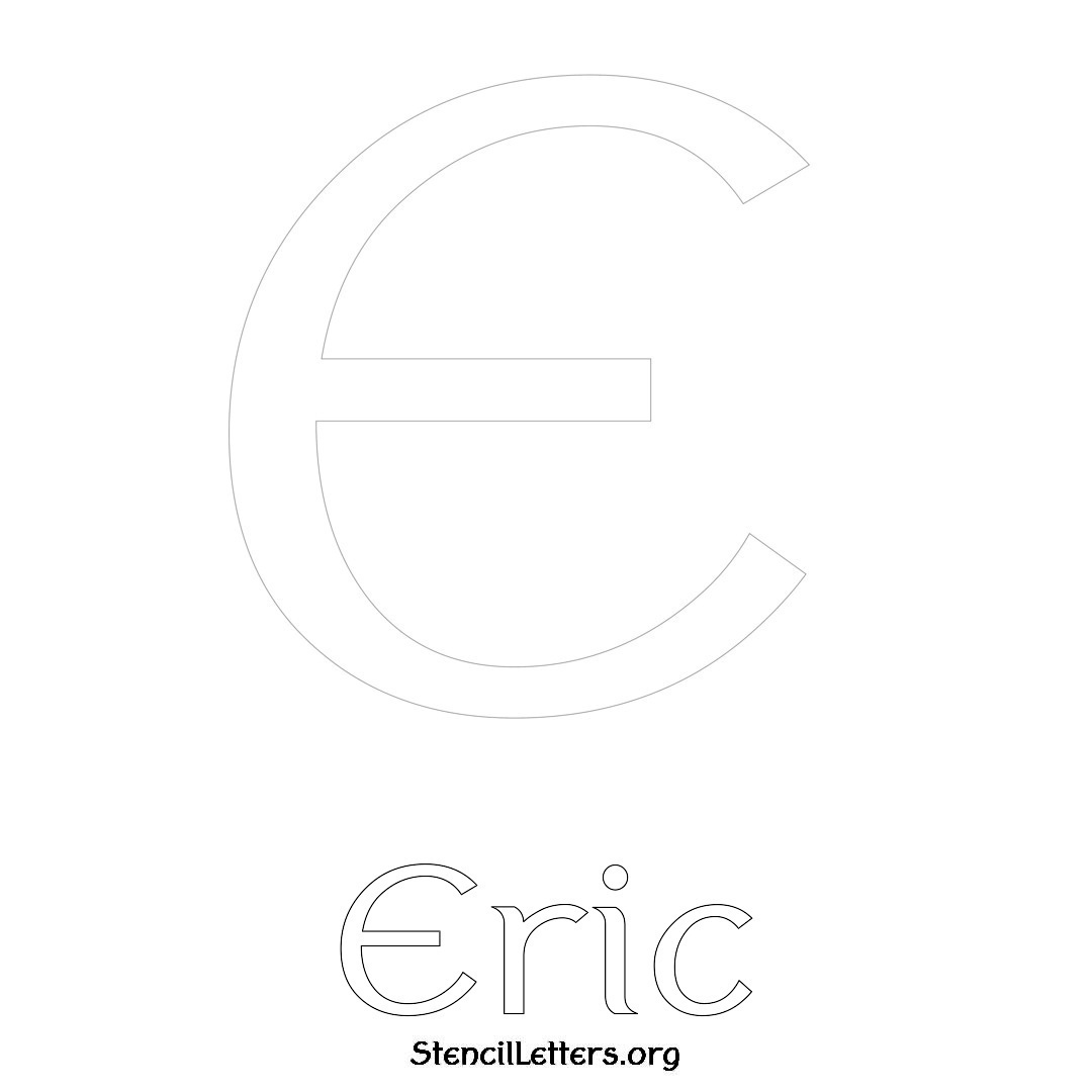 Eric printable name initial stencil in Ancient Lettering