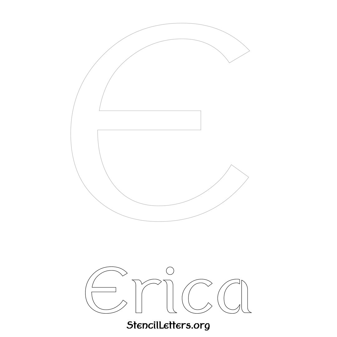 Erica printable name initial stencil in Ancient Lettering
