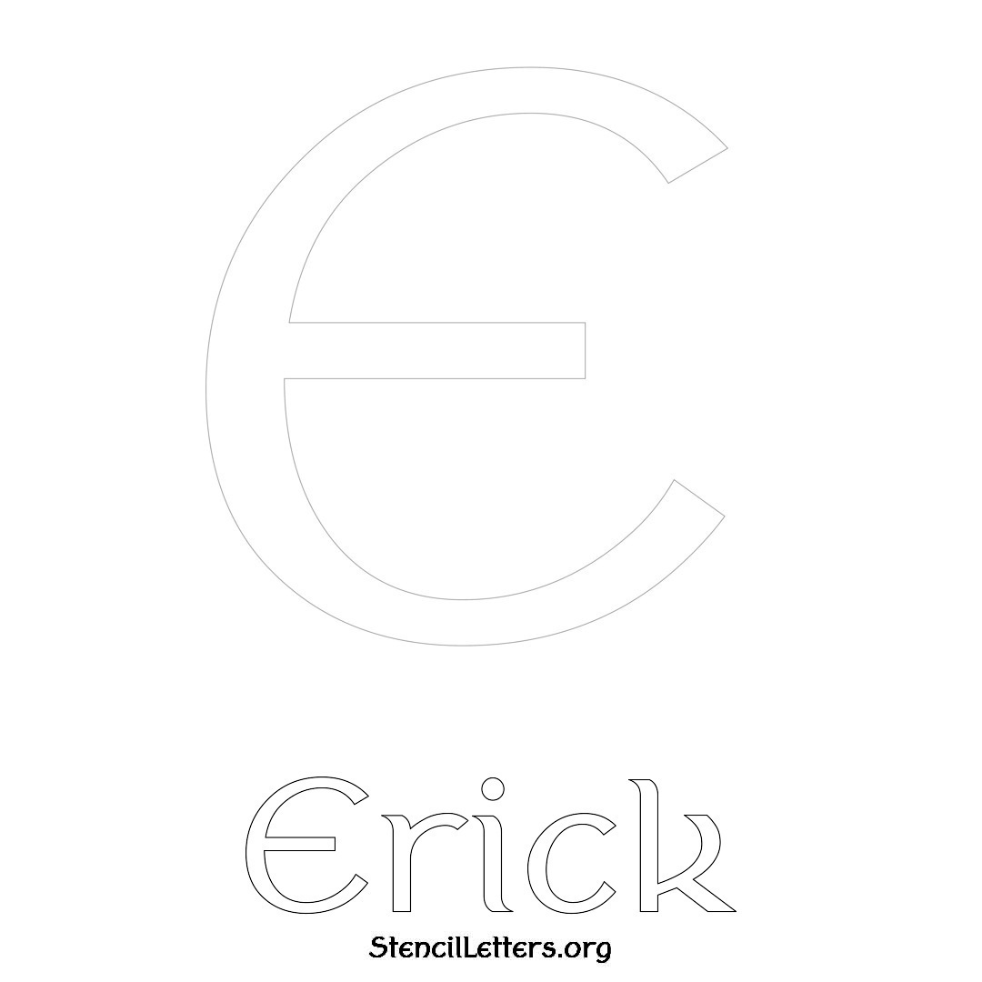 Erick printable name initial stencil in Ancient Lettering