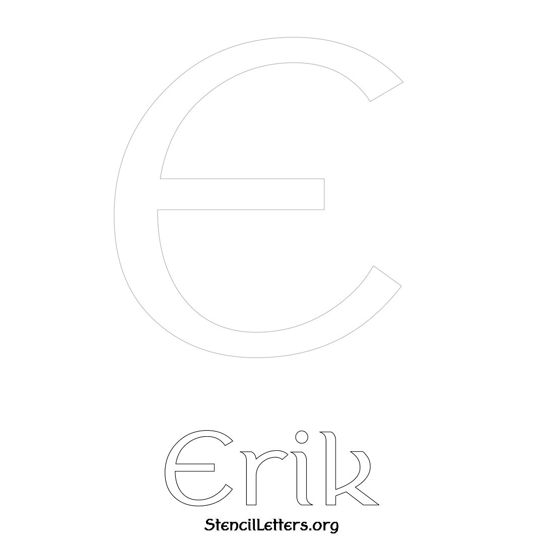 Erik printable name initial stencil in Ancient Lettering