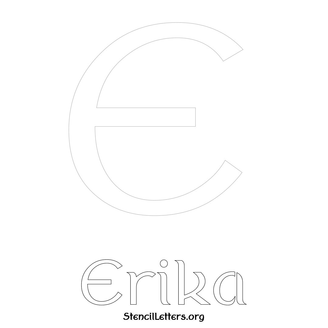 Erika printable name initial stencil in Ancient Lettering