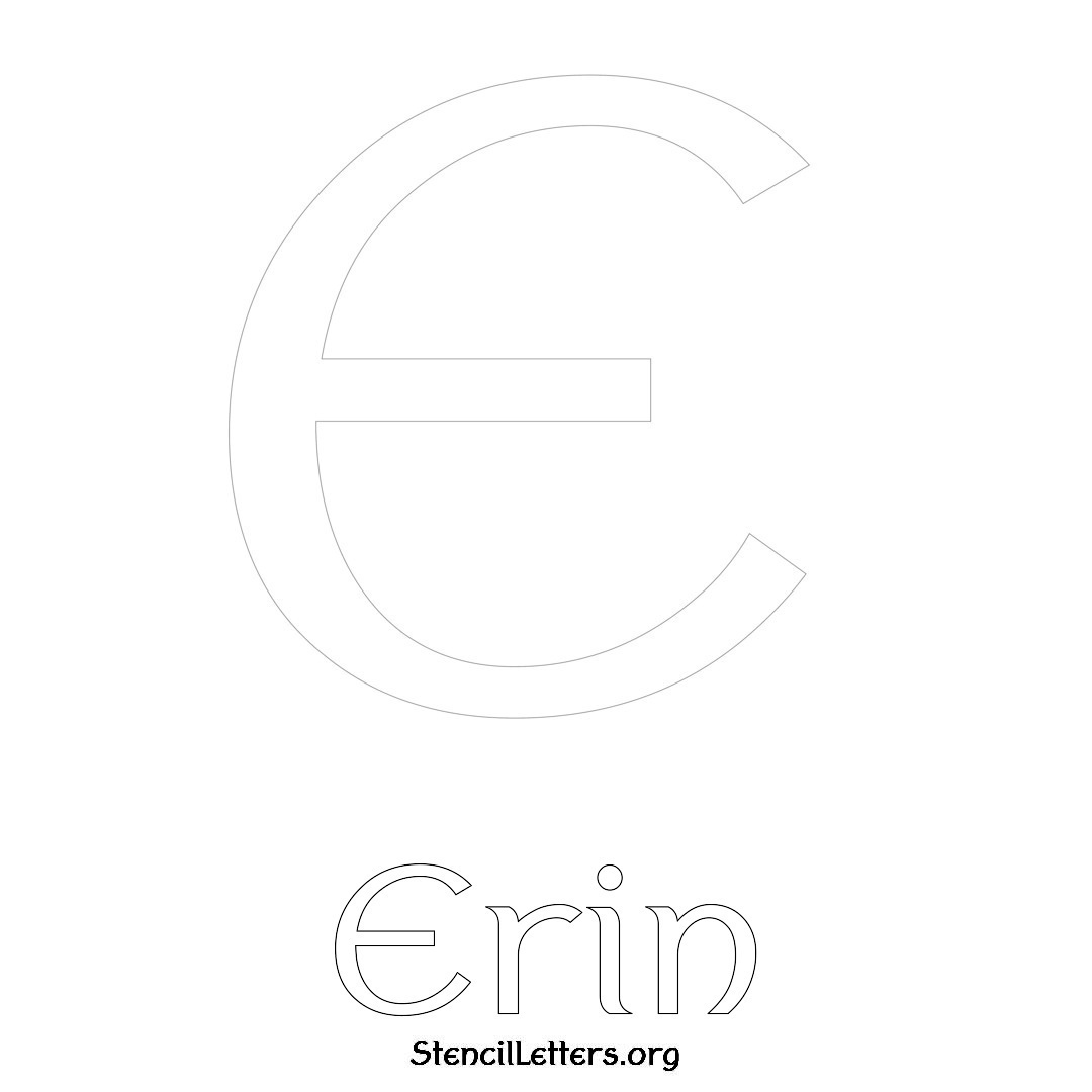 Erin printable name initial stencil in Ancient Lettering