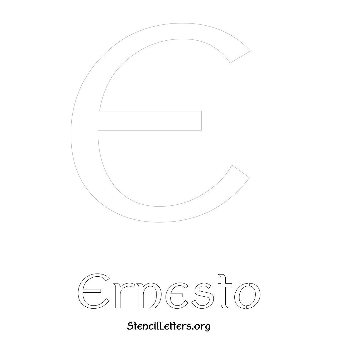 Ernesto printable name initial stencil in Ancient Lettering
