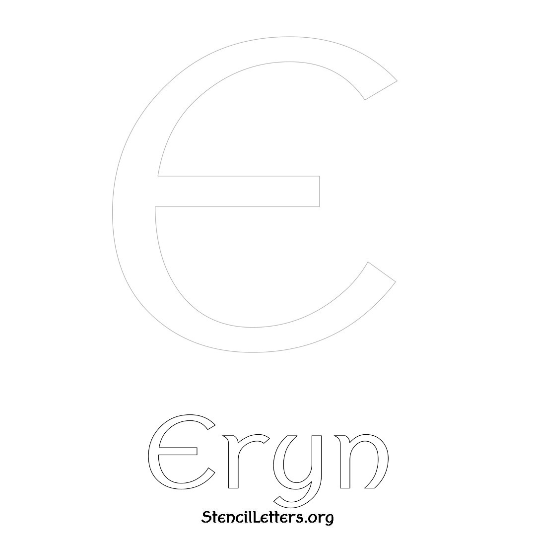 Eryn printable name initial stencil in Ancient Lettering