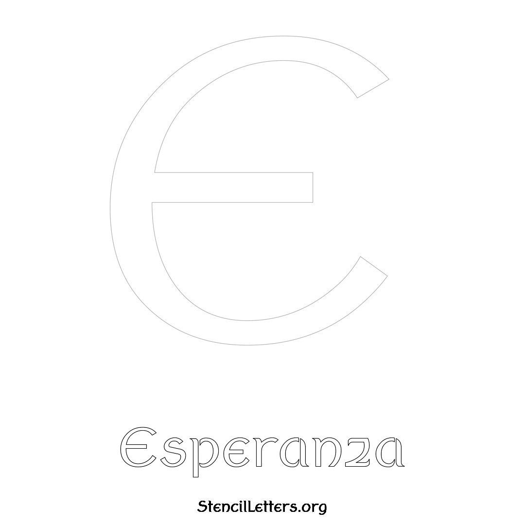 Esperanza printable name initial stencil in Ancient Lettering