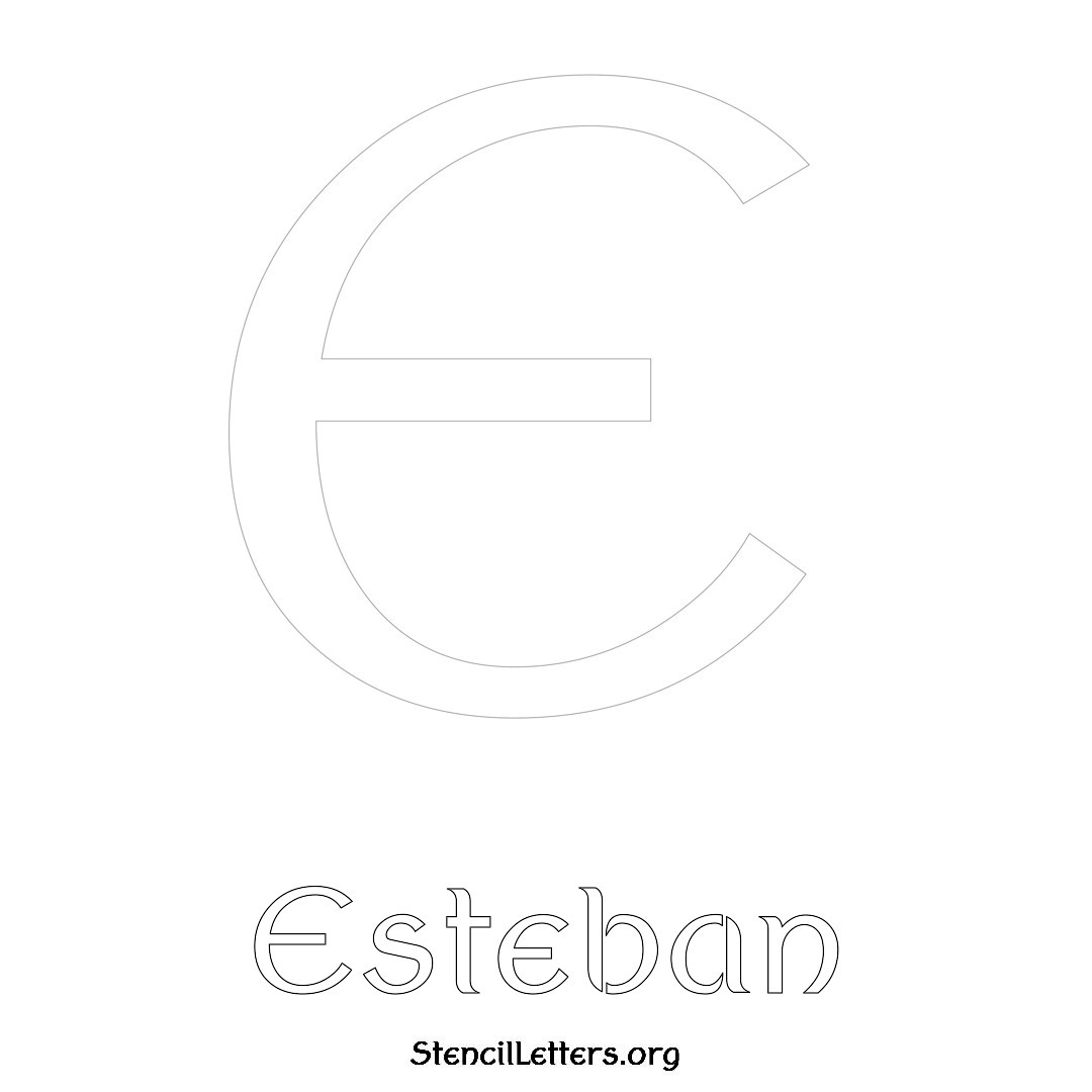 Esteban printable name initial stencil in Ancient Lettering