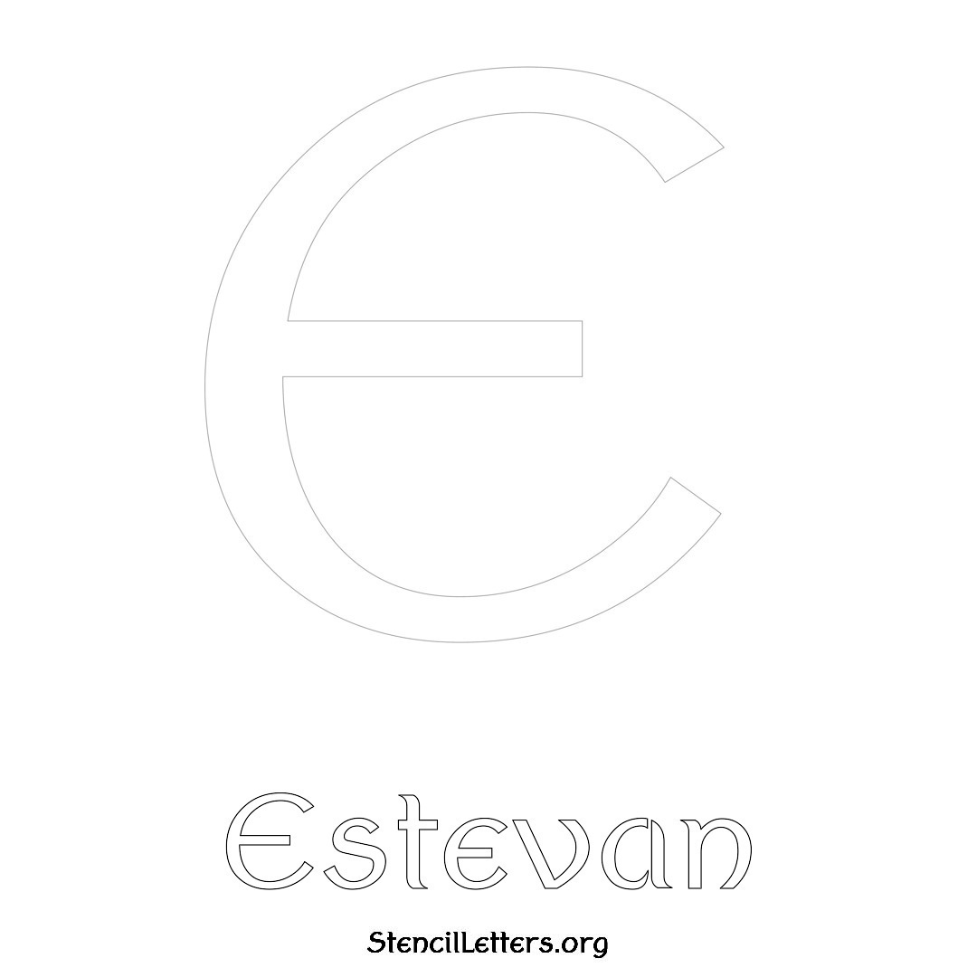 Estevan printable name initial stencil in Ancient Lettering