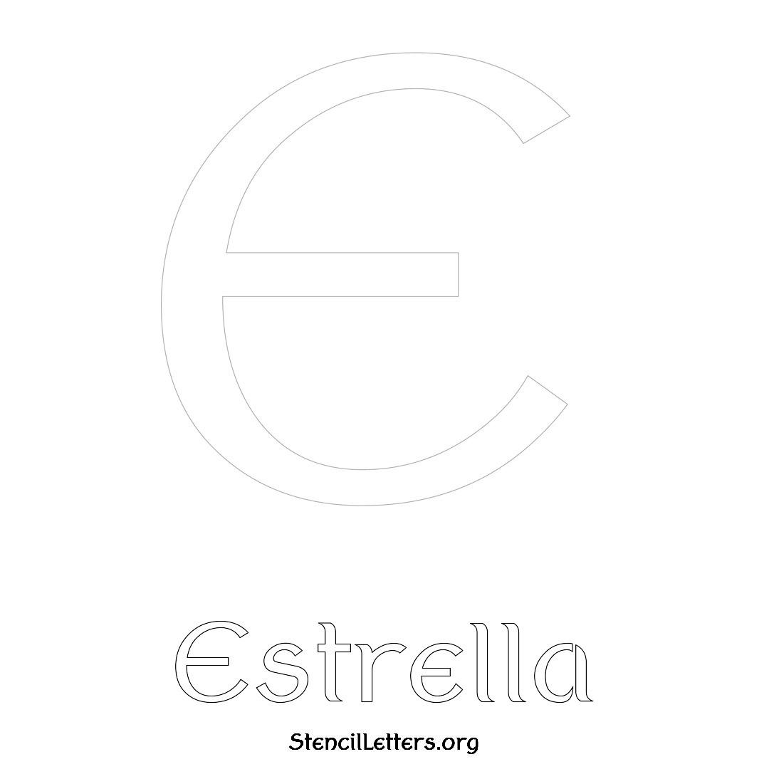 Estrella printable name initial stencil in Ancient Lettering