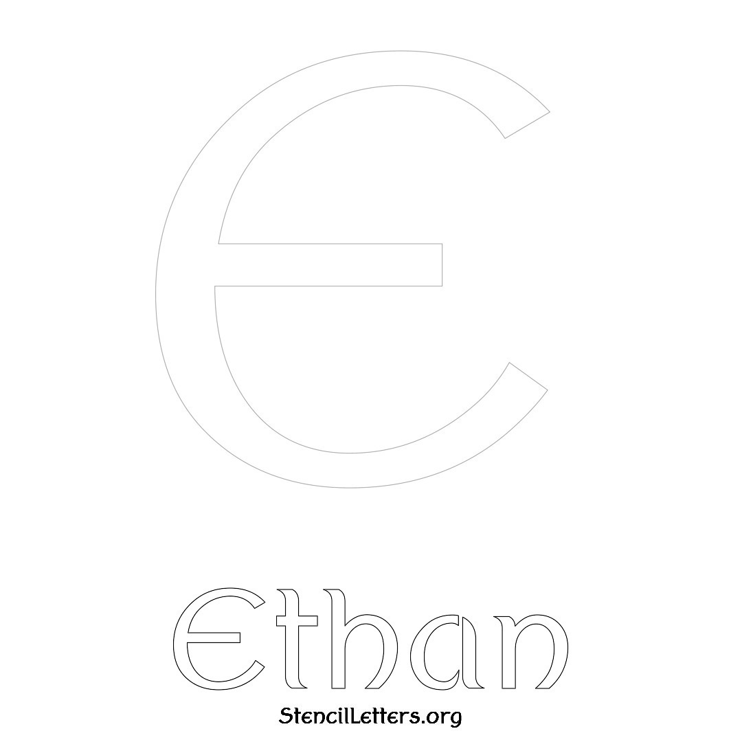 Ethan printable name initial stencil in Ancient Lettering