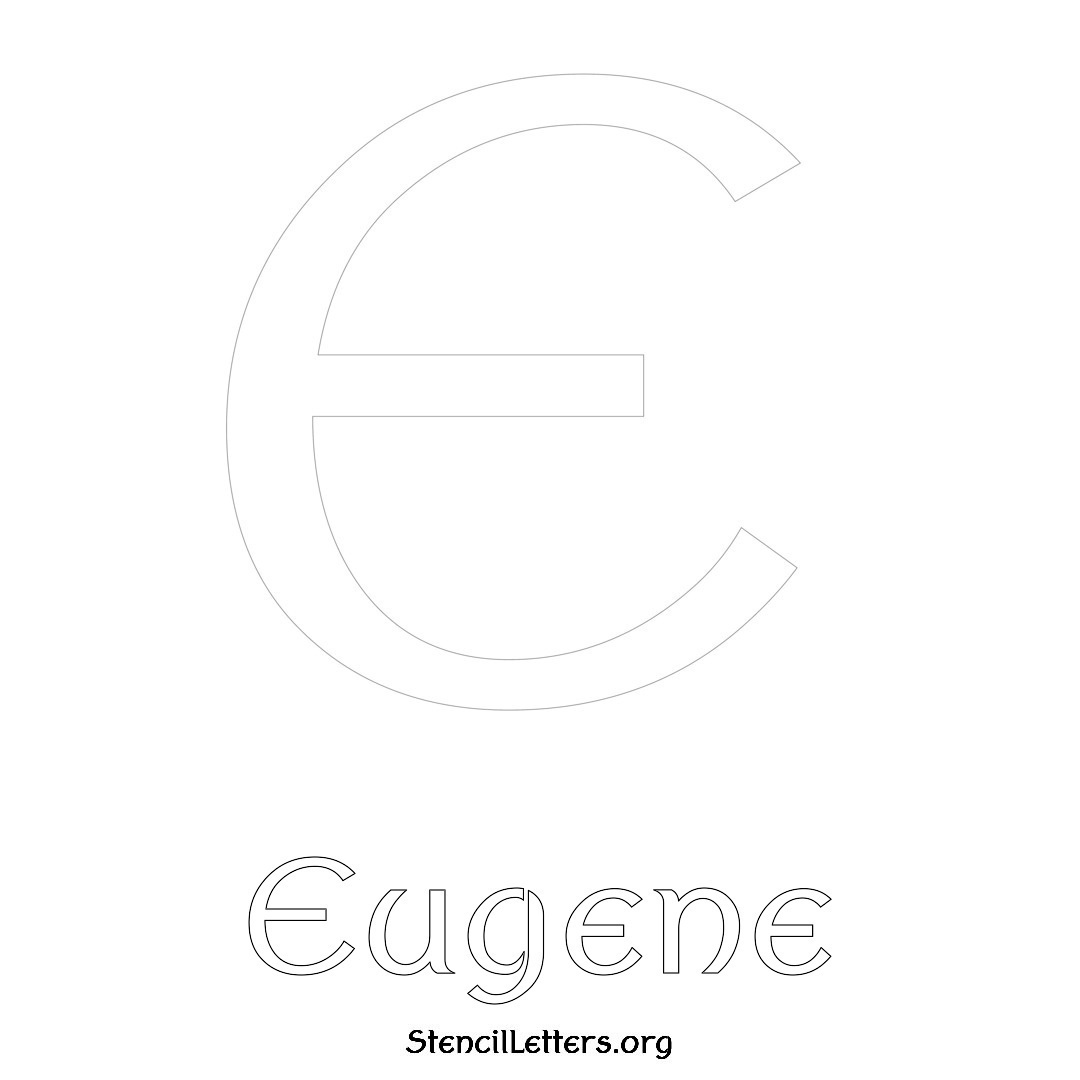 Eugene printable name initial stencil in Ancient Lettering