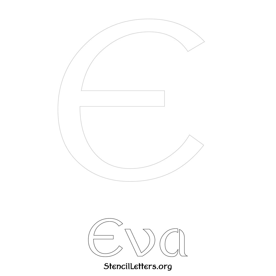 Eva printable name initial stencil in Ancient Lettering