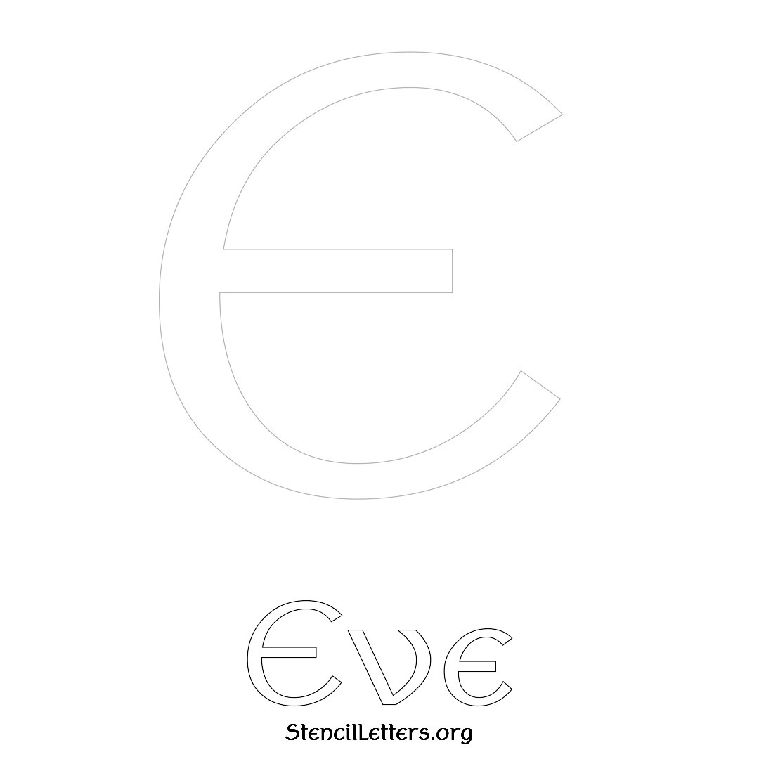 Eve printable name initial stencil in Ancient Lettering