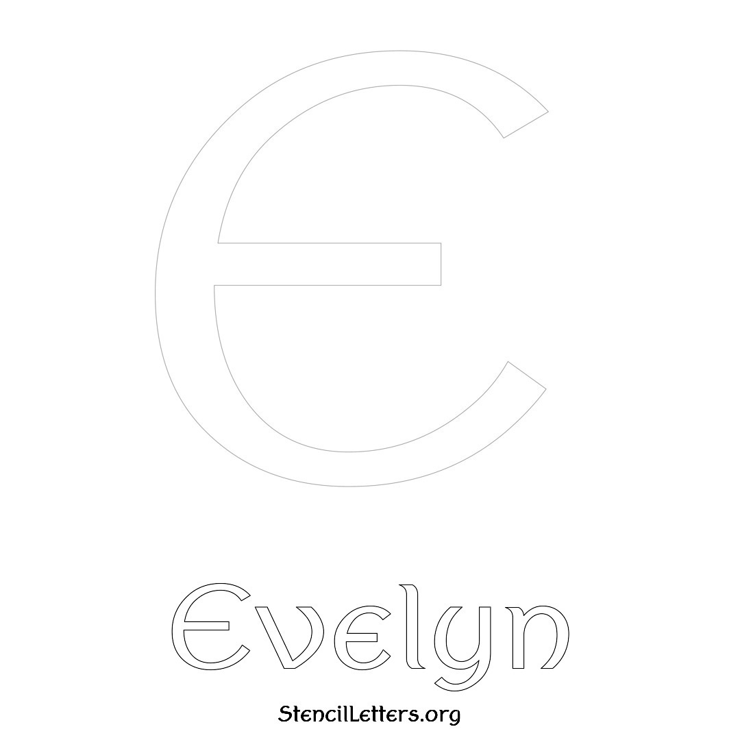 Evelyn printable name initial stencil in Ancient Lettering