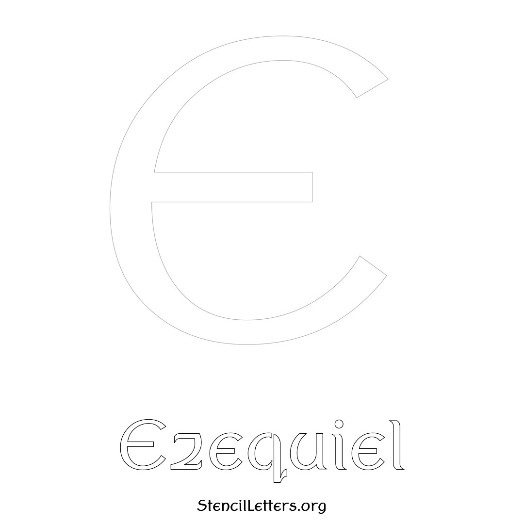 Ezequiel printable name initial stencil in Ancient Lettering