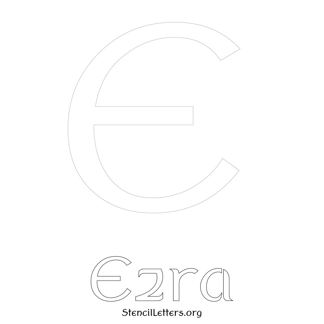 Ezra printable name initial stencil in Ancient Lettering