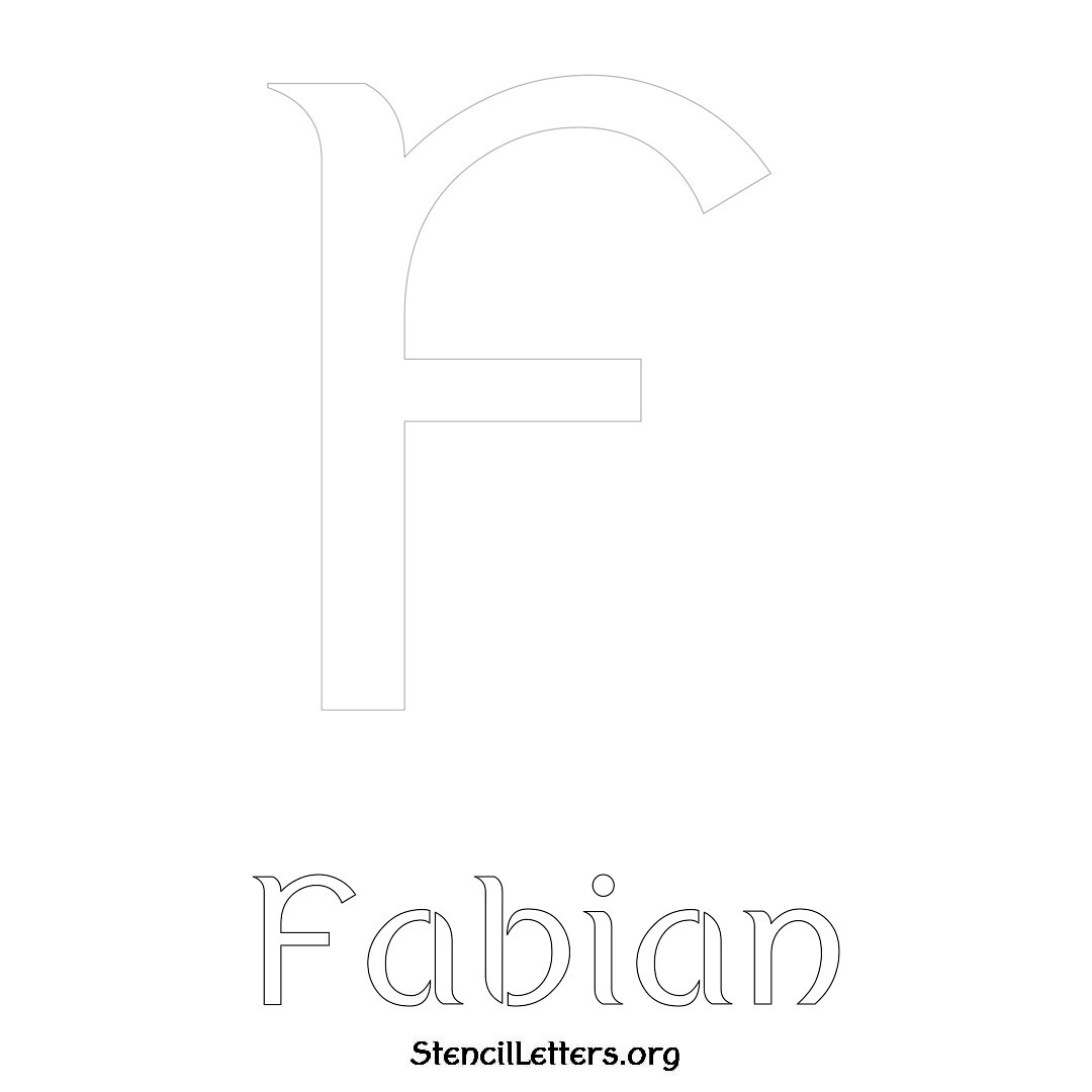 Fabian printable name initial stencil in Ancient Lettering