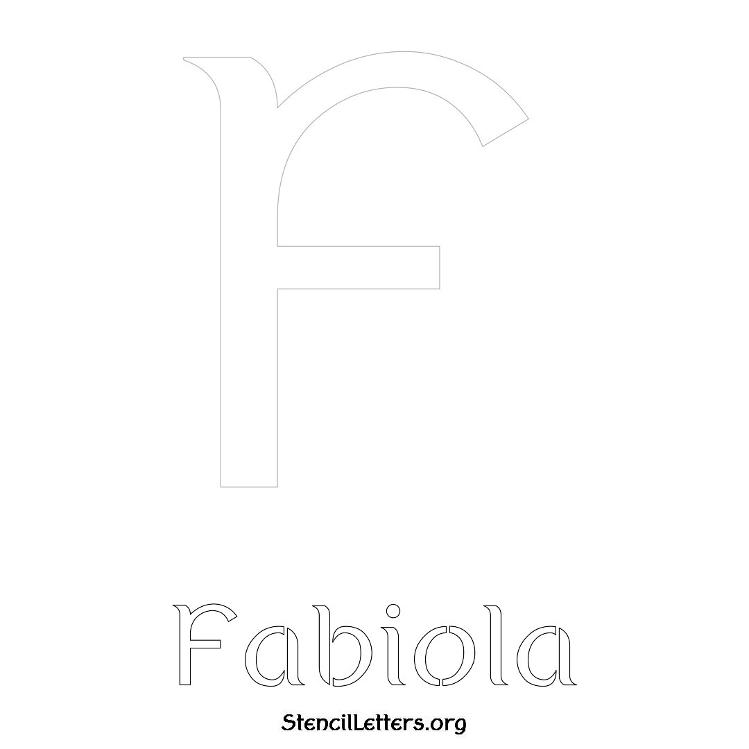 Fabiola printable name initial stencil in Ancient Lettering